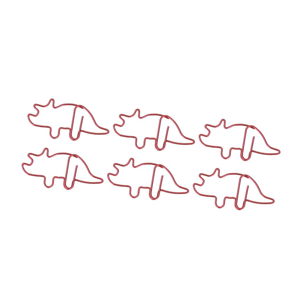 100 buc agrafe de hârtie în formă de Triceratops roșu în formă de metal galvanizare procesul lumină portabilă birou C