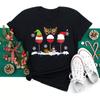 Polyester  100% New Christmas Happy Christmas Tree Santa Claus Casual and Fashionable Round-neck Short-sleeved Women's Base Tops