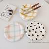 INS Wind High Beauty Stripe Wave Dot Under Glaze Ceramic Plate Dudu Dessert Plate Korean Breakfast Set VLOG Plate Dinner Set
