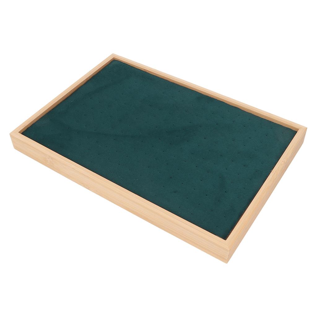 Ear Stud Tray Flannel Wood 216 Holes Lightweight Elegant Luxury Jewelry Storage Case Green