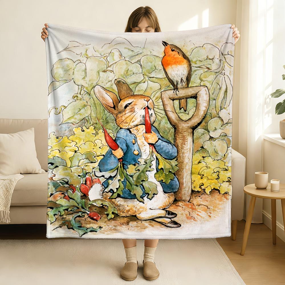 Manta de dibujos animados P Peter R Rabbit Suave y respetuosa con la piel Para sofá Cama Siesta Colcha Edredón para todas las estaciones