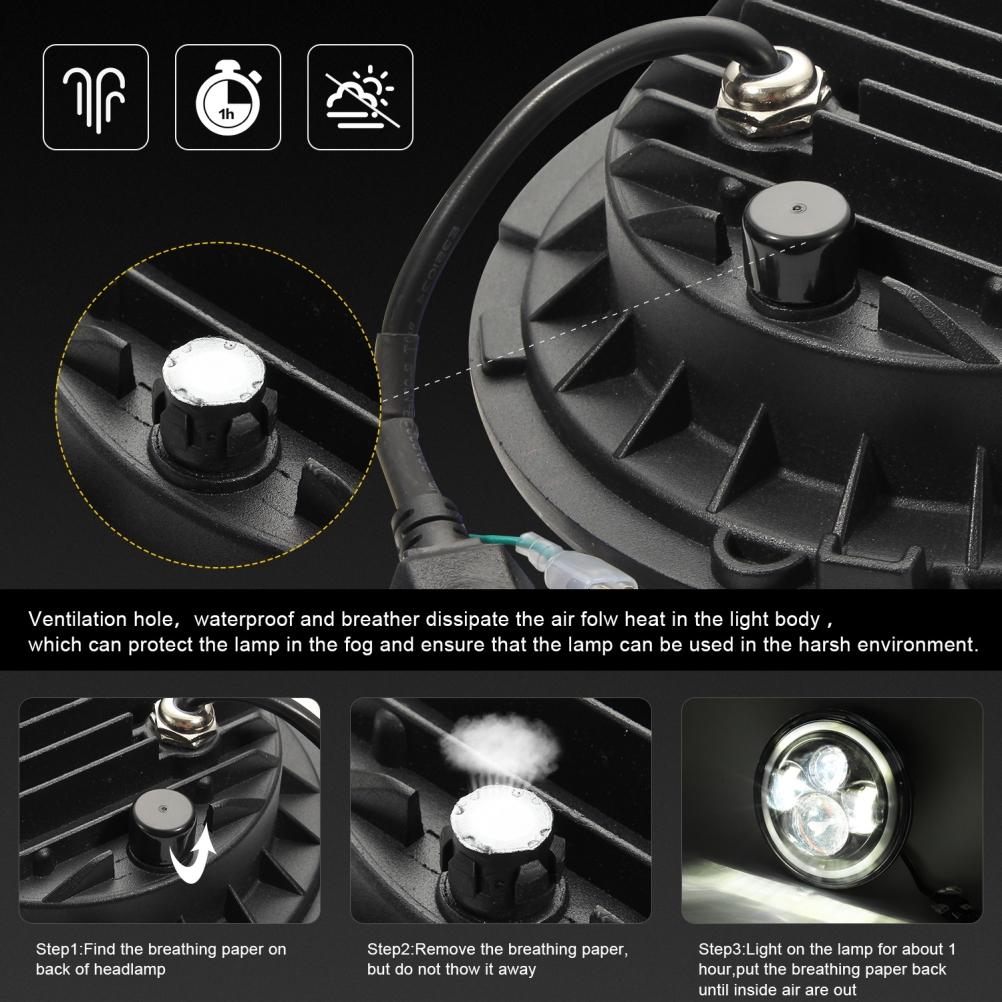 140W 7IN LED Headlight Bulb Anti Fog Waterproof Spotlight Headlight for Off Road Vehicles Motorcycles