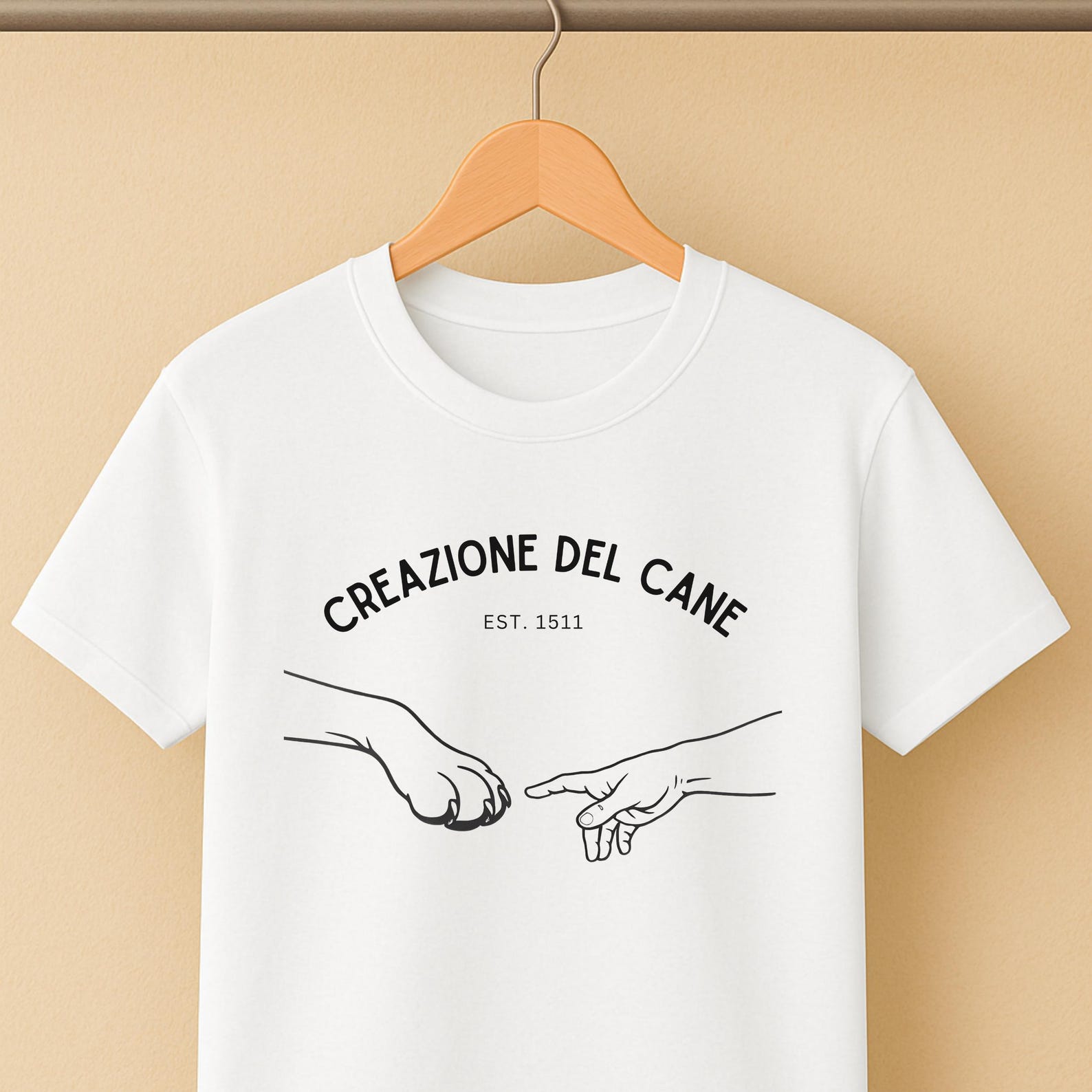 Creazione Del Cane Dog Lover T-Shirt – Hand and Paw Art Tee for Pet Owners, Minimalist Aesthetic Dog Graphic Shirt L