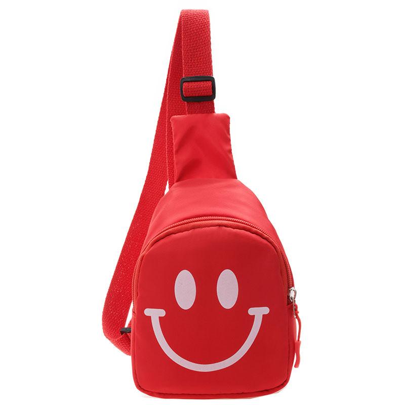 Trendy Children's Canvas Crossbody Bag With Smiley Face Design For Boys And Girls
