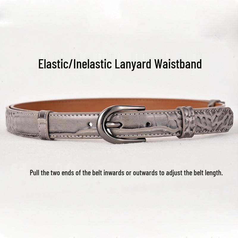 Women s Trendy Crocodile Grain Leather Belt, Versatile Korean Style - Perfect for Jeans and High-End Fashion. 100cm