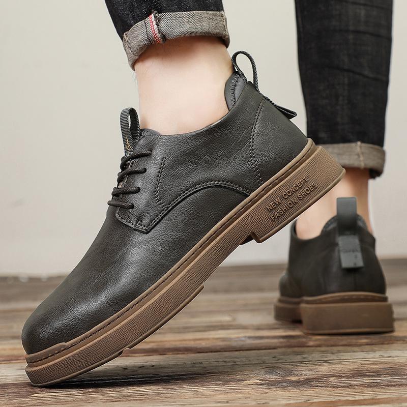 Fashion New Trendy Casual Leather Shoes Classic Men Lace Up Oxford Shoe Outdoor Jogging Shoes Office Male Formal Dress Footwear Sneakers