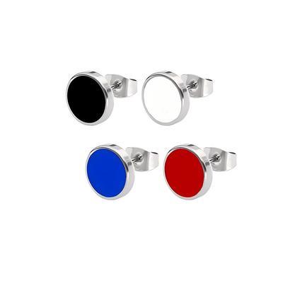 Stainless Steel Round Oil Drip Earrings for Men and Women, Single-Sided with Welding Needle, Piercing Jewelry.