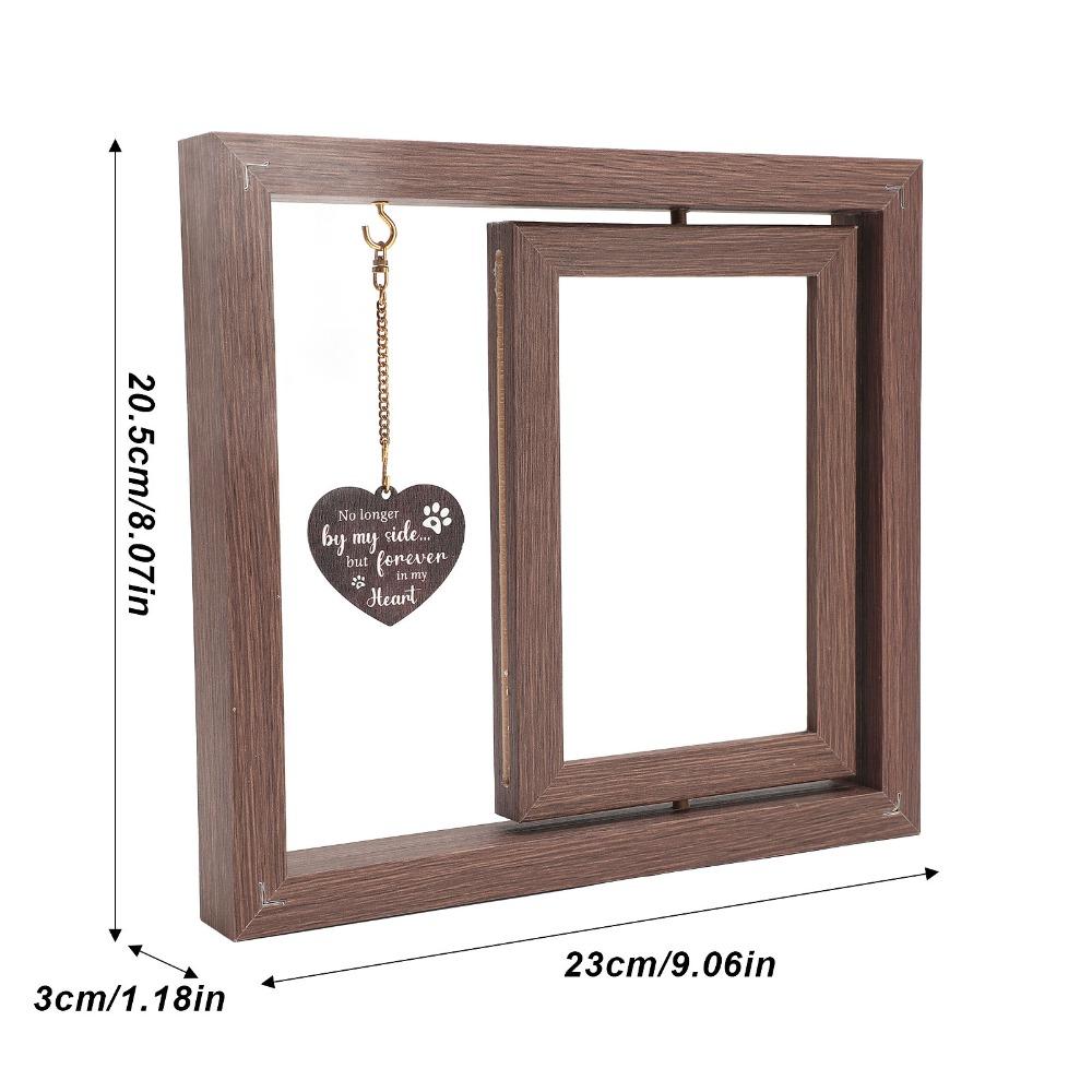 Wood Pet Photo Frame Double Sided Tabletop Pet Picture Display Rotatable Freestanding Pet Memorial Frame Desktop Pet Display