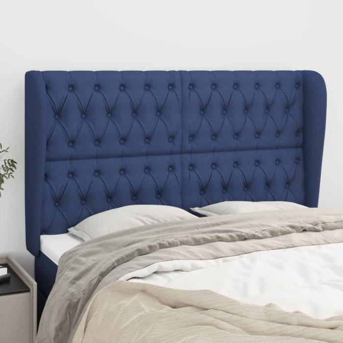 VidaXL Tête de lit avec oreilles Bleu 147x23x118-128 cm Tissu3118296