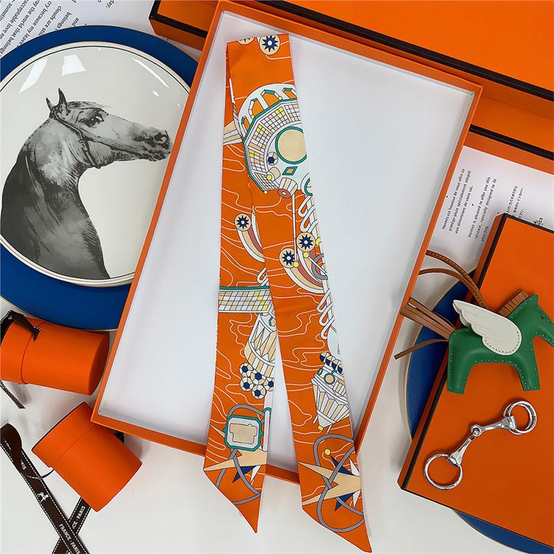 

100% Шелк Высокое Качество Роскошный Бренд Шарф Женский Повязка на Голову Лента для Волос Фуляр Галстук Ленточка Носовой Платок Узкие Шарфы Аксессуары 5x85cm