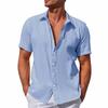 Designer Spring Summer Men's Casual Cotton Linen Solid Color Short Sleeve Shirts Loose Shirts