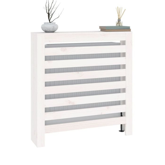 822592 vidaXL Cache-radiateur Blanc 79,5x19x84 cm Bois massif de pin