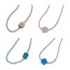 Trend Locking Choker Necklace with Multicolored Rice Beads Sweet Cool Girl Pendant Charm Neck Chain Locking Bone Chain