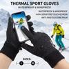 Black Winter Warm Full Fingers Waterproof Cycling Outdoor Sports Running Motorcycle Ski Touch Screen Fleece Gloves