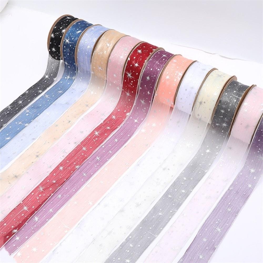 Neues Sternenmotiv Sternenhimmel Band 25mm Breite Organza Geschenk Strauß Wickelband DIY Festliches Event Band Kuchen Dekoration
