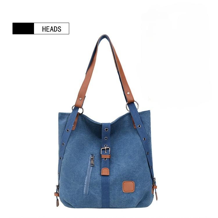 Fashion Canvas Shoulder Bag Women's Backpack New Multi Functional Crossbody Bag Outdoor Leisure Portable Bag