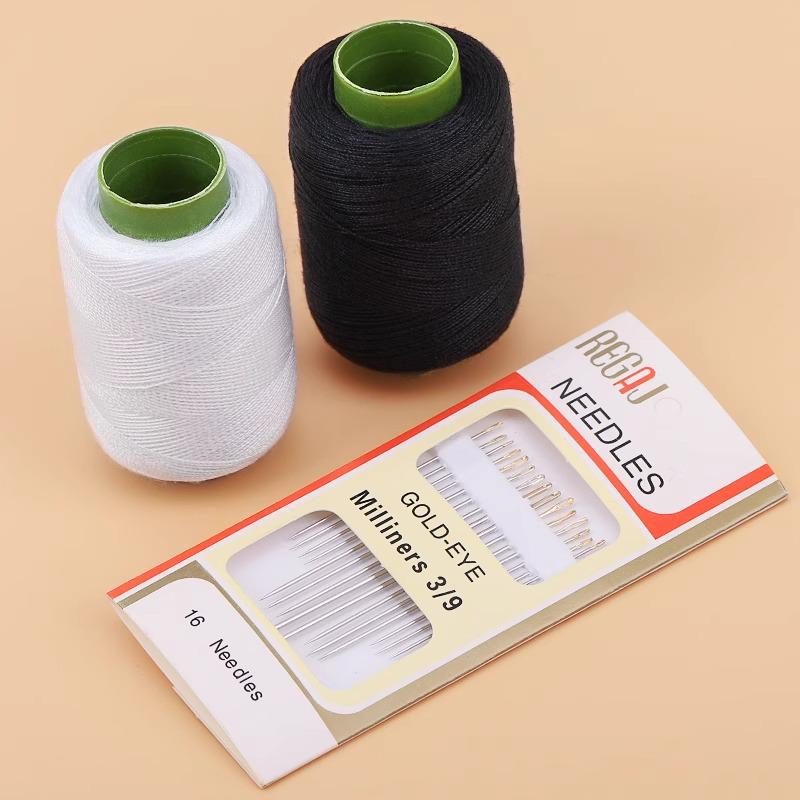 Black & White DIY Sewing Thread and Needle Set for Mending and Handcrafts