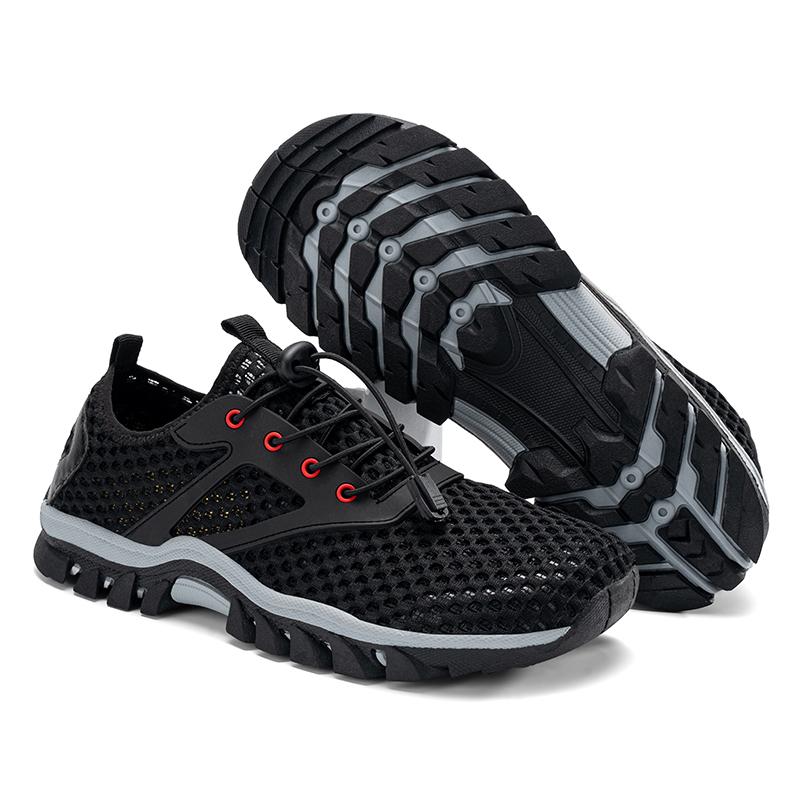 Summer Outdoor Men Sneakers Breathable Elastic Band Mesh Casual Shoes Men Hiking Waterproof Antiskid Trail Shoes Walking Zapatos