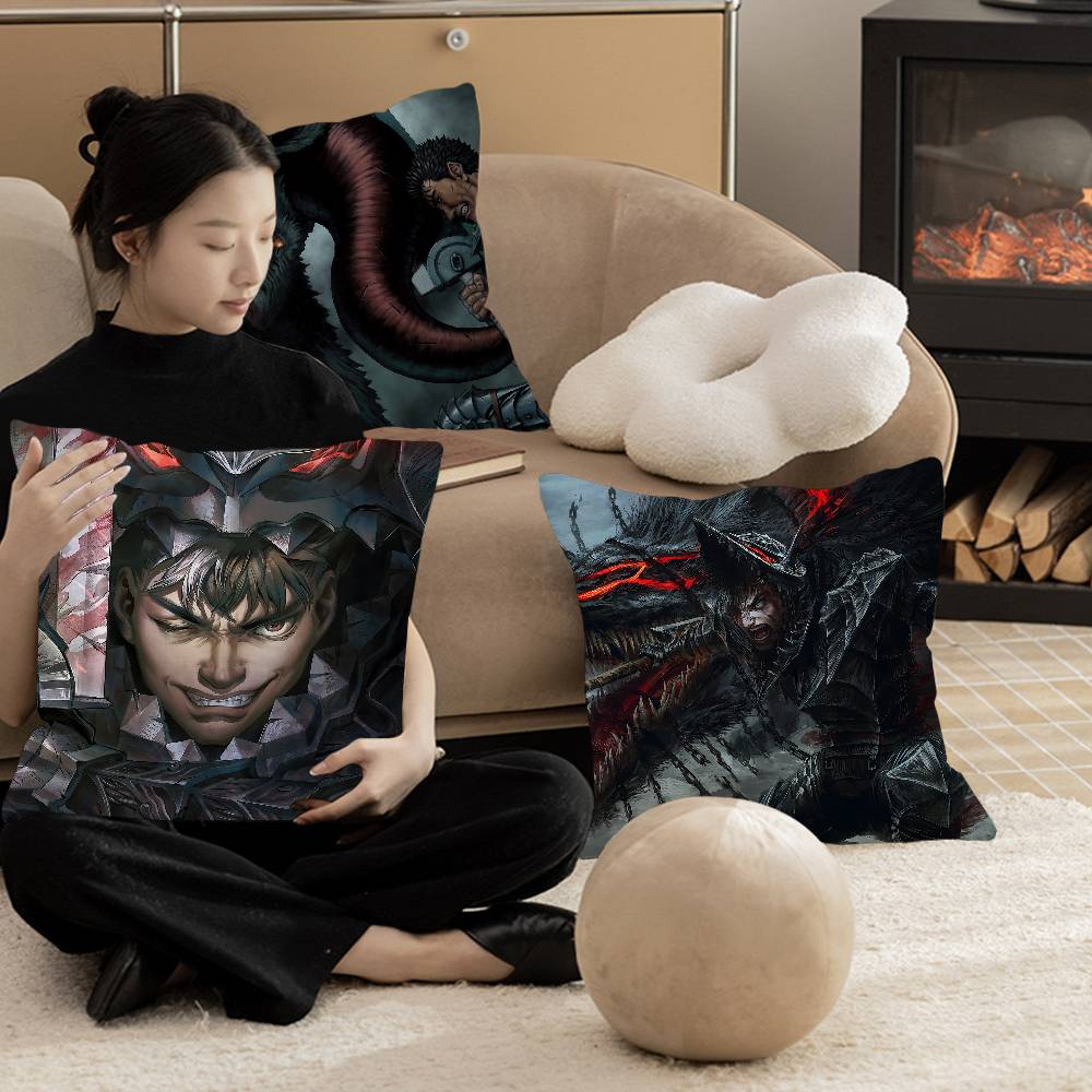 Berserk Guts Hot Anime Cushion Cover Inches Farmhouse Decor Home Throw Pillow Covers For Couch Decorations