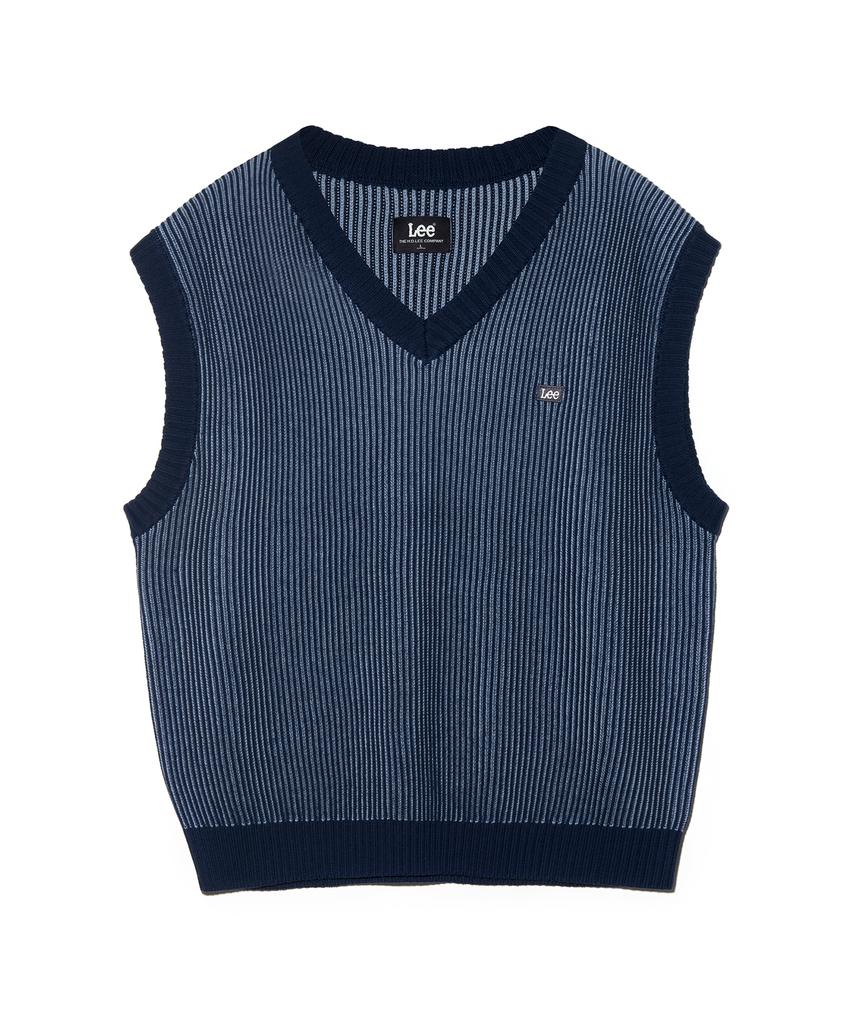 LEE Oversized Two-Tone Knit Vest Navy