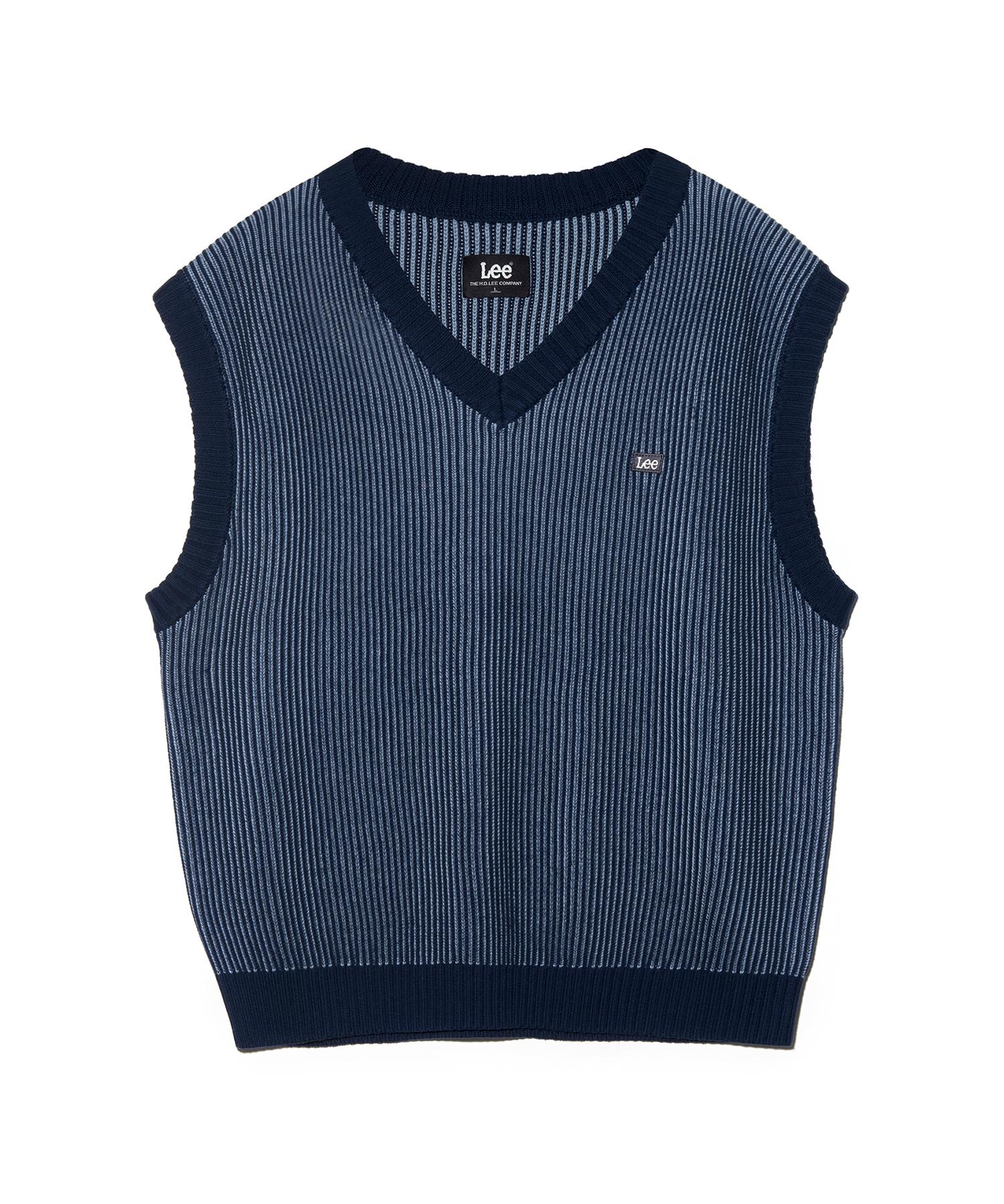 Lee Oversized Two-Tone Knit Vest Navy S