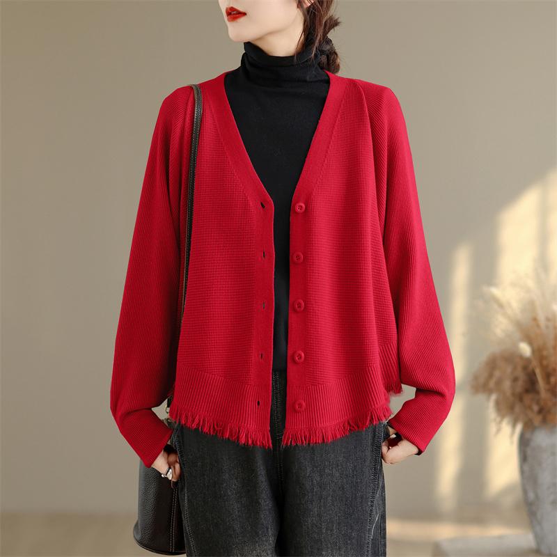 DIMANAF 2025 Women Plus Size Sweaters Cardigan Autumn Winter Solid Knitting Loose Bat Sleeve Tops Shirts