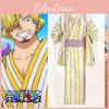 Anime Piratenkönig Cosplay Kostüm Zoro Gelb Gestreifter Kimono Rollenspiel Outfit