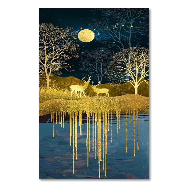 Chinese Style Plum Blossom Painting Decoration Poster Red Crowned Crane Giraffe Light Luxury Poster For Corridor Home Decor