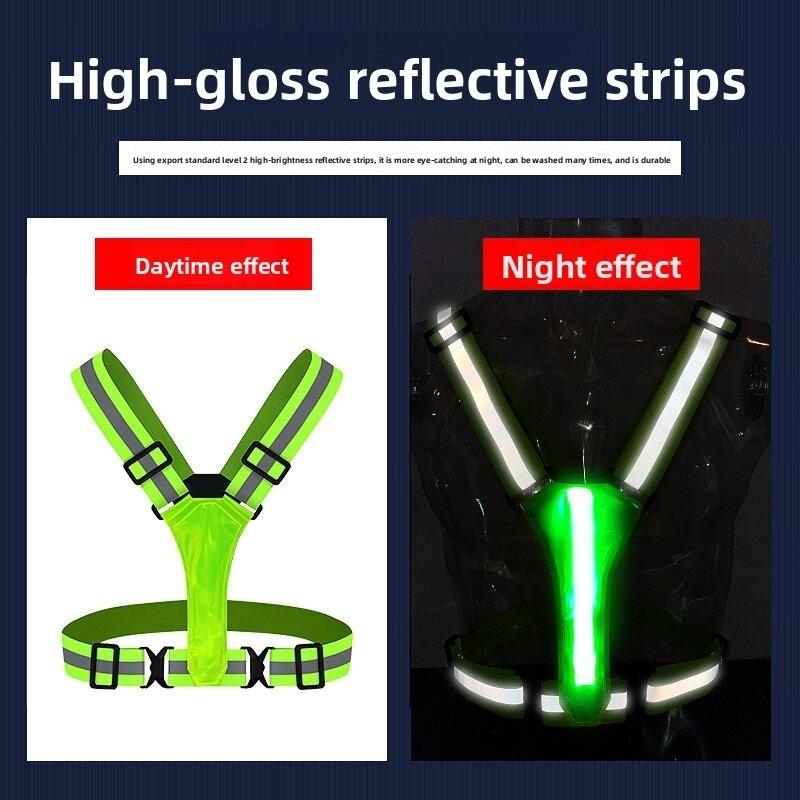 LED Running Vest USB Rechargeable Reflective Glowing Reflector Straps High Visibility Night Running Riding Clothing Elastic Band