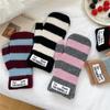 Winter Warme Gestreifte Fingerlose Wollhandschuhe für Frauen, Männer, Studenten und Paare