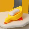 1Pc White Duck-Shaped Soap Rack, Plastic Material, Suitable for Kitchen and Bathroom Countertop Storage Box, Non-Slip Drain Soap Dish