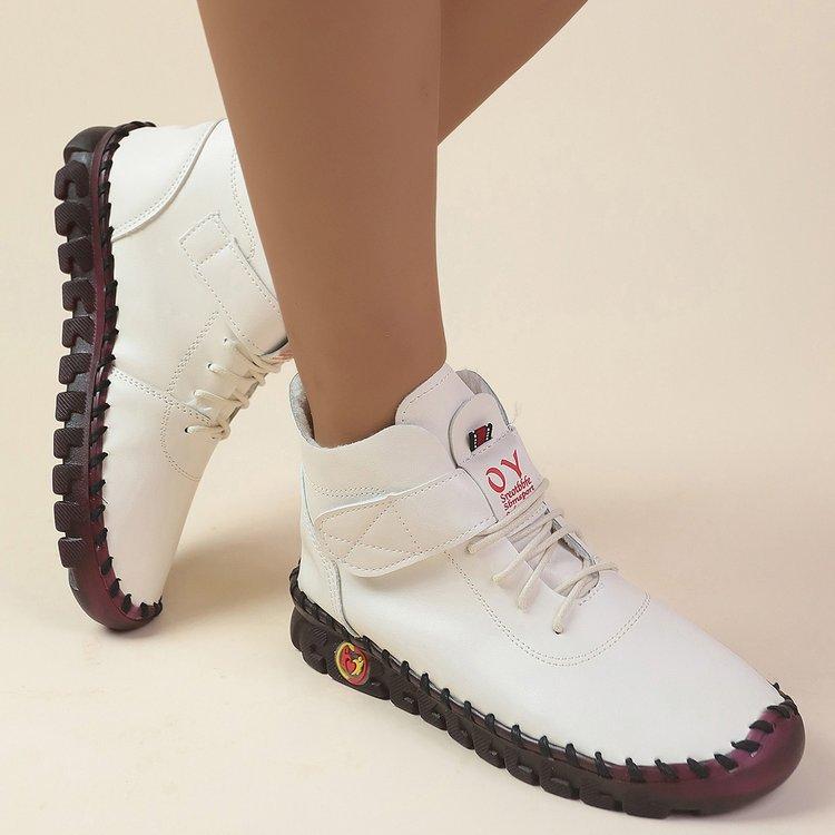 

Large size soft sole hand-sewn Velcro cross strap new muffin and casual single shoes 43