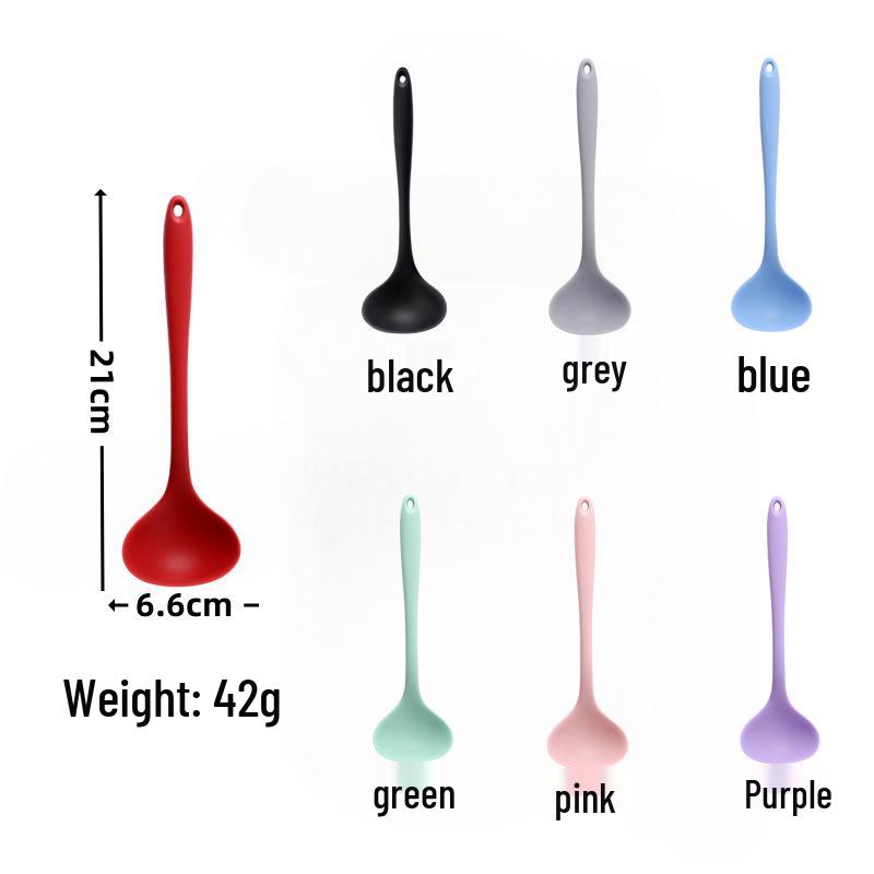 Silicone Cooking Utensil Set: Oil Brush, Scraper, Basting Brush, Ladle, Spatula, Tongs, Cream Spatula (Mini Set, One-Piece Design)