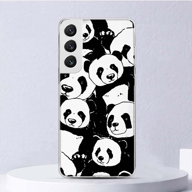 Kreslený Roztomilý Panda Medvěd Měkký Kryt Pro Samsung Galaxy S22 S21 Ultra S20 FE S10 Plus Kryt na Telefon S9 S8 + S10E S7 Edge S6 Funda Coq