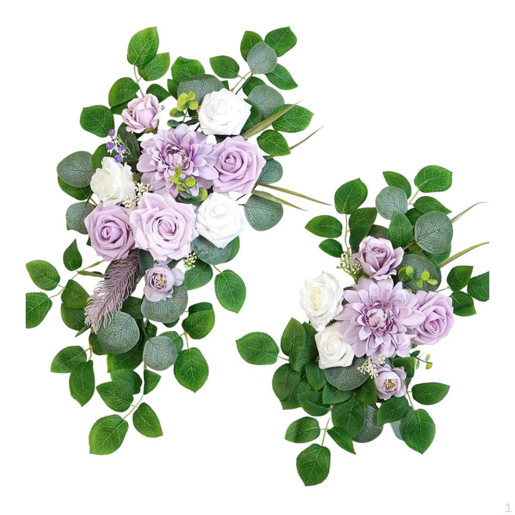 2 Pieces Floral Swag for Wedding Arch with Artificial Flowers