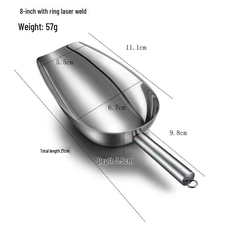 Stainless Steel Multi-purpose Flat Bottom Ice Shovel for Grain, Flour, Sugar, Tea, and Feed