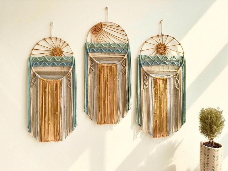 Macrame Sunrise Sunset Wall Hanging: Boho Beach Decor