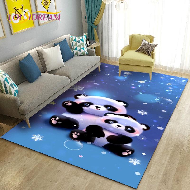 Alfombra de área 3D de dibujos animados de panda lindo, alfombra para sala de estar, dormitorio, sofá, felpudo, decoración de cocina, alfombra de suelo antideslizante para niños