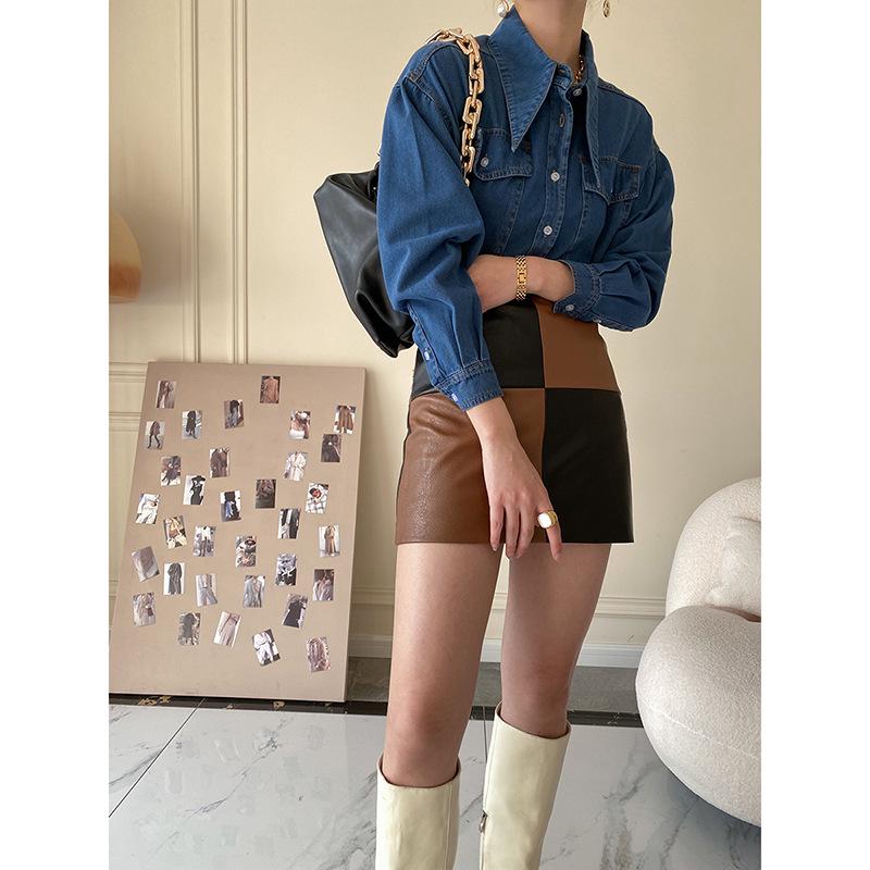 Sinan Vintage Point Collar Denim Shirt for Women, Autumn/Winter 2024, SN0968.