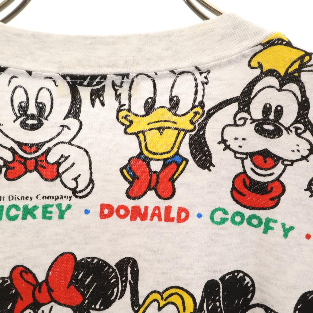 Mickey Family Overall Handle Short Sleeve T-shirt White Gray Women Used