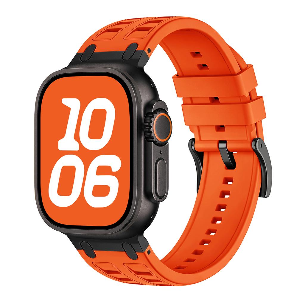 Metal Head Silicone Band for Apple Watch Ultra 3 49mm 46mm 42mm 45mm 44mm 40mm Rubber Strap for Iwatch Series 11 10 9 8 7 6 5 SE