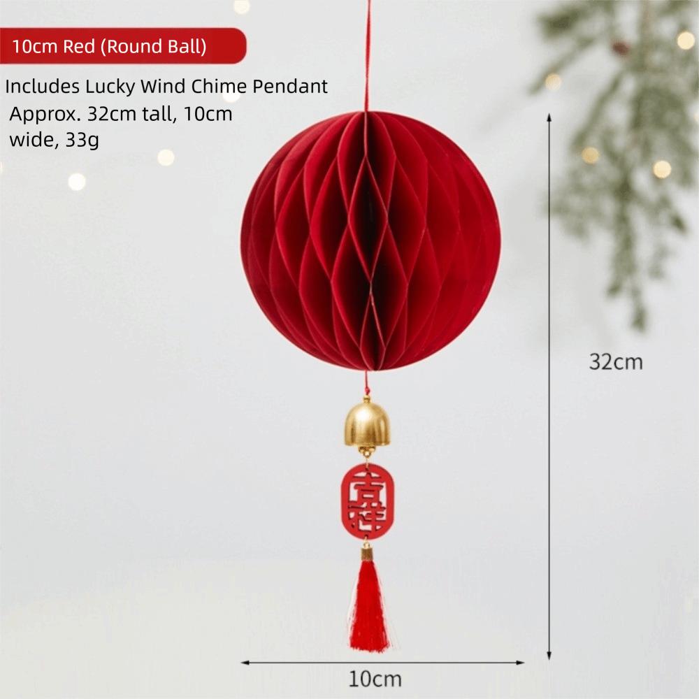 2026 Red Honeycomb New Year Decorations with Tassel Paper Christmas Tree Ornament Hanging Style Christmas Balls Patio Decor