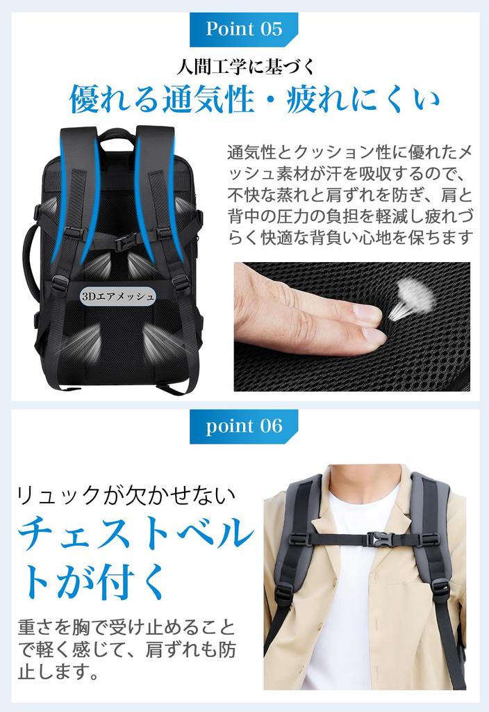 Business Large Expandable PC USB Charging For Business School [sushoori] Men's Backpack, Rucksack, Backpack, Capacity, Gusset, Lightweight, 17-inch