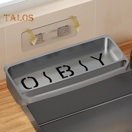Sink Drain Rack with Hanging Rod Chopstick Holder Rust-Resistant Simple Installation Kitchen Countertop Organizer with Removable Tray
