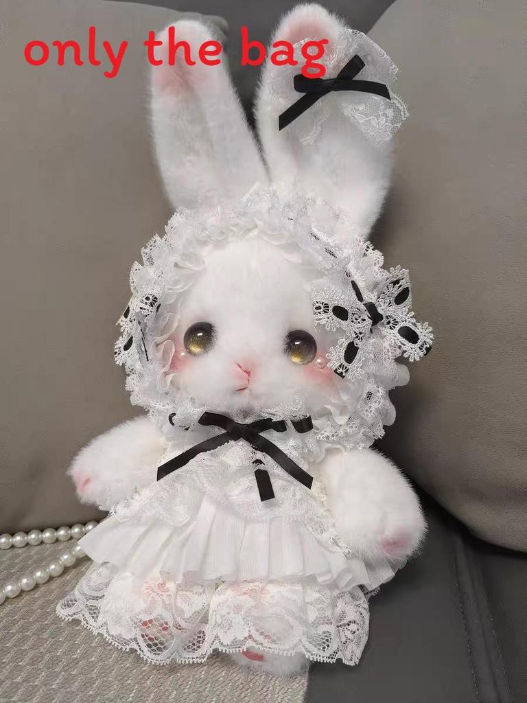 Plush Rabbit Lolita Shoulder Bag With Lace Bow Design And Faux Pearl Shoulder Strap For Daily Use