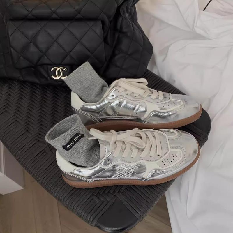 Cowhide version retro versatile niche splicing breathable lace-up casual sports women's board shoes