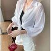 Chiffon Shirt Solid Color Loose Outer Cardigan Sunscreen Clothes Summer Air-conditioned Shirt Shawl Women