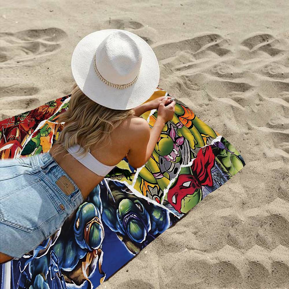 Cartoon N-Ninja Turtles Microfiber Printed Beach Towel Mountain Climbing Yoga Beach Swimming Running Absorbent Soft Towel
