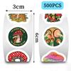 500 Pieces/roll Sticker Roll Sticker New Product Cartoon Mushroom Creative Handbook Material Self-adhesive Seal Sticker