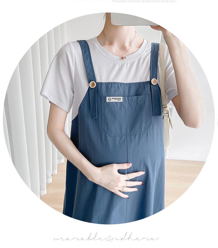 2023 Fashionable Loose Cotton Maternity Spliced Overalls Dress